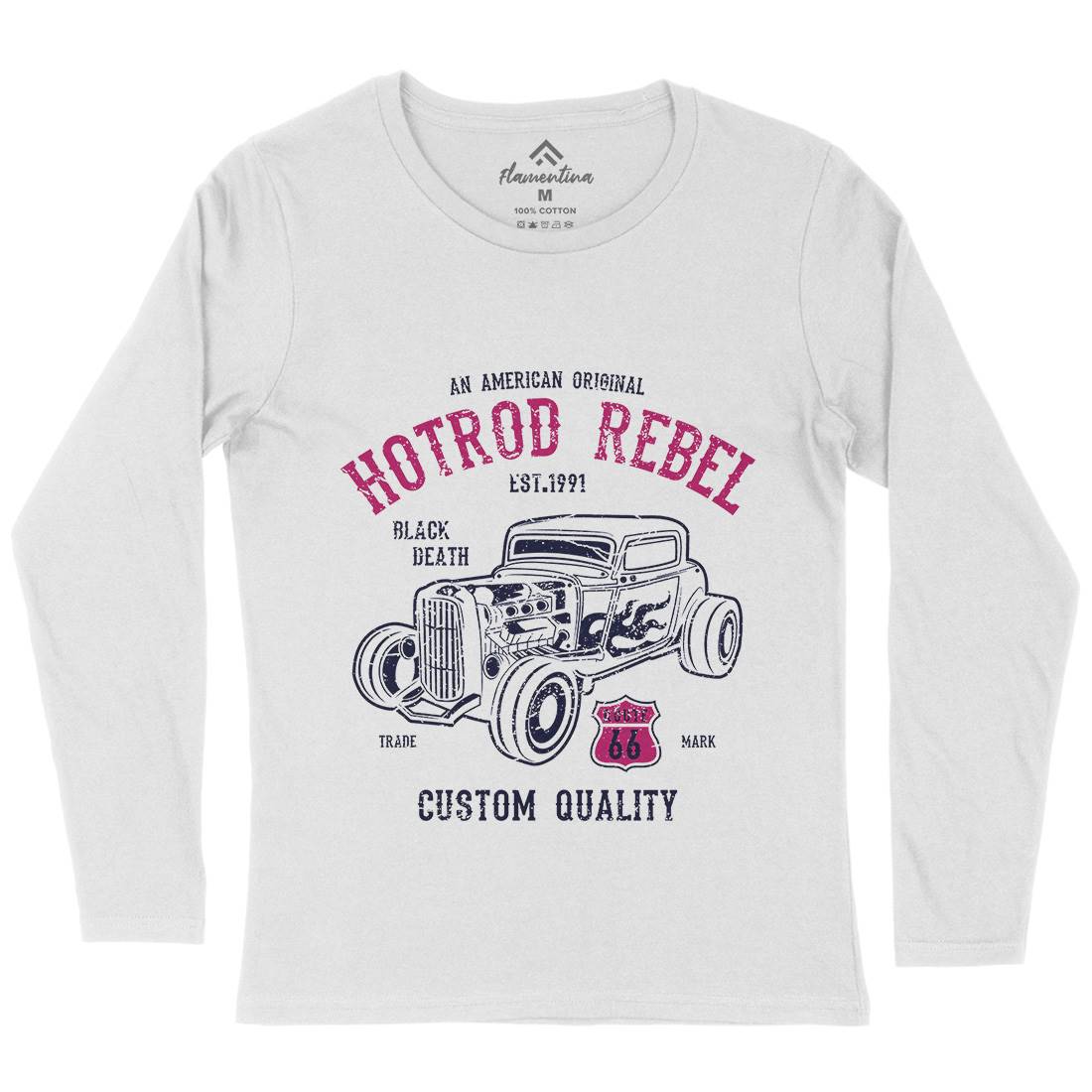Hot Rod Rebel Womens Long Sleeve T-Shirt Cars A067