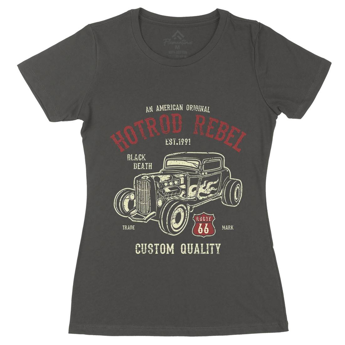Hot Rod Rebel Womens Organic Crew Neck T-Shirt Cars A067