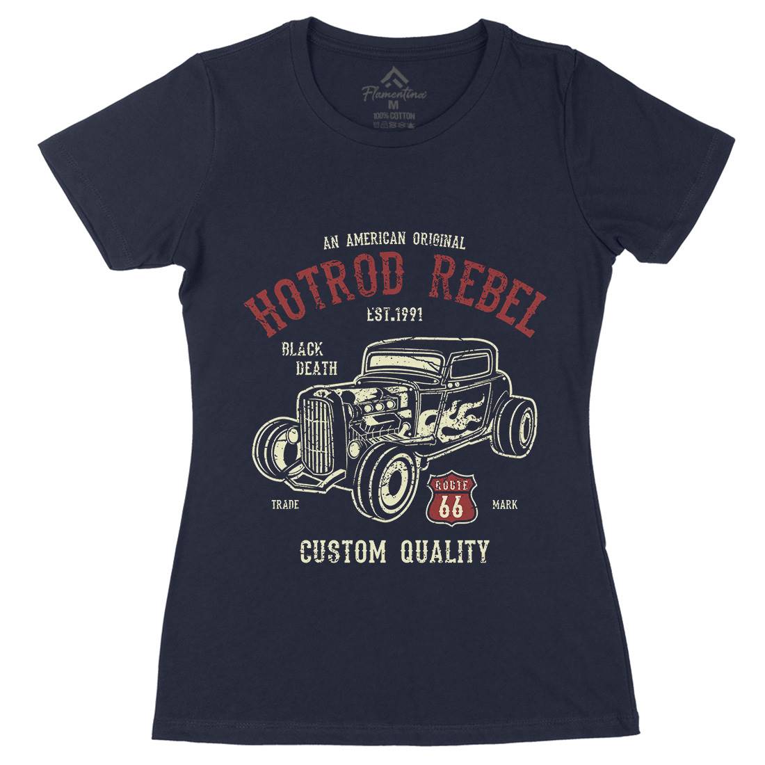 Hot Rod Rebel Womens Organic Crew Neck T-Shirt Cars A067