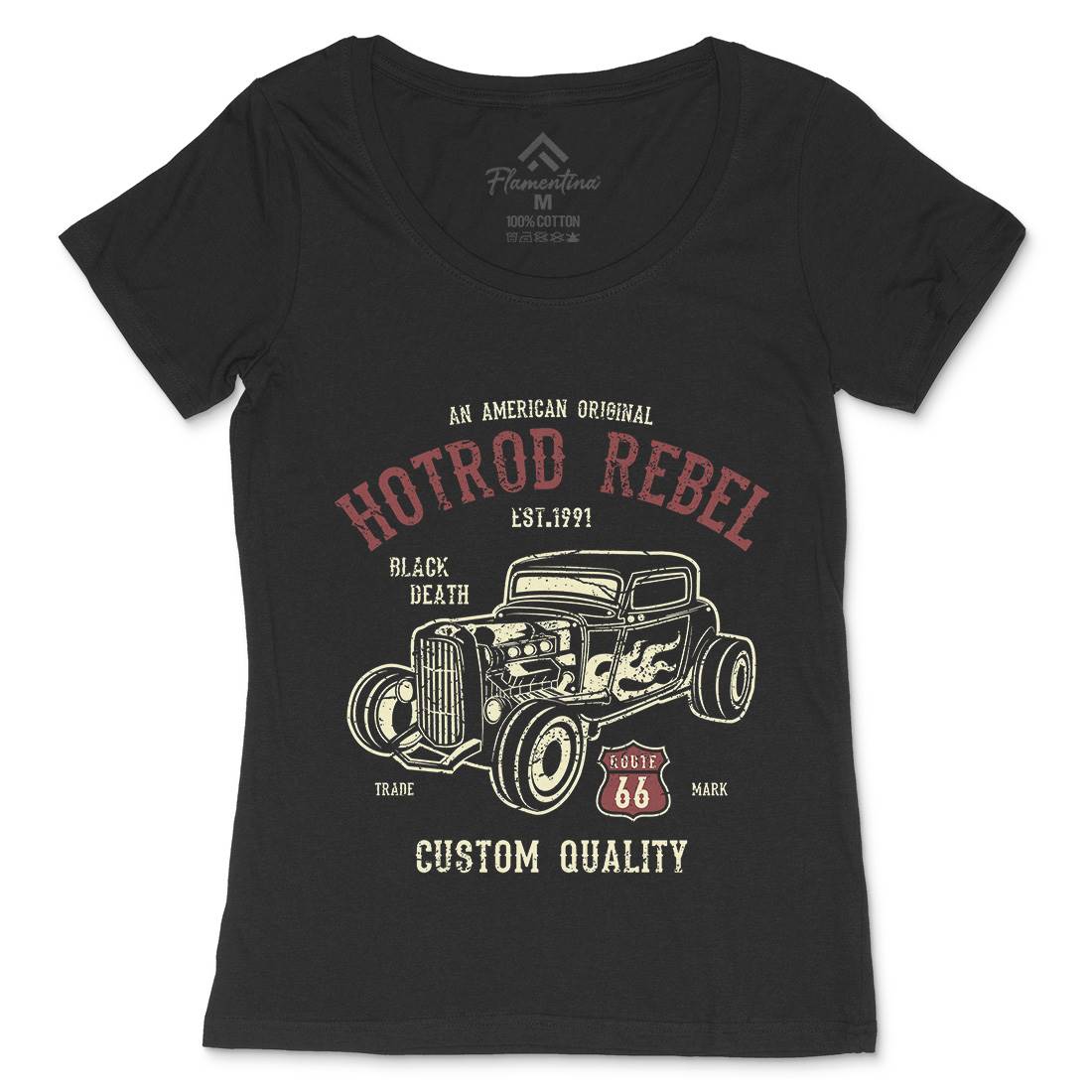Hot Rod Rebel Womens Scoop Neck T-Shirt Cars A067