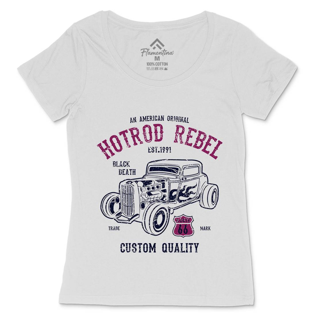 Hot Rod Rebel Womens Scoop Neck T-Shirt Cars A067
