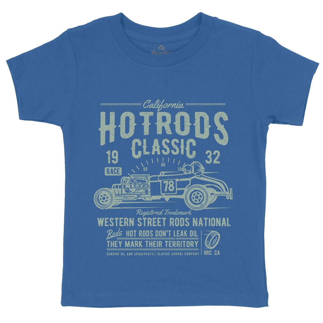 Hot Rods Race Kids Organic Crew Neck T-Shirt Cars A068