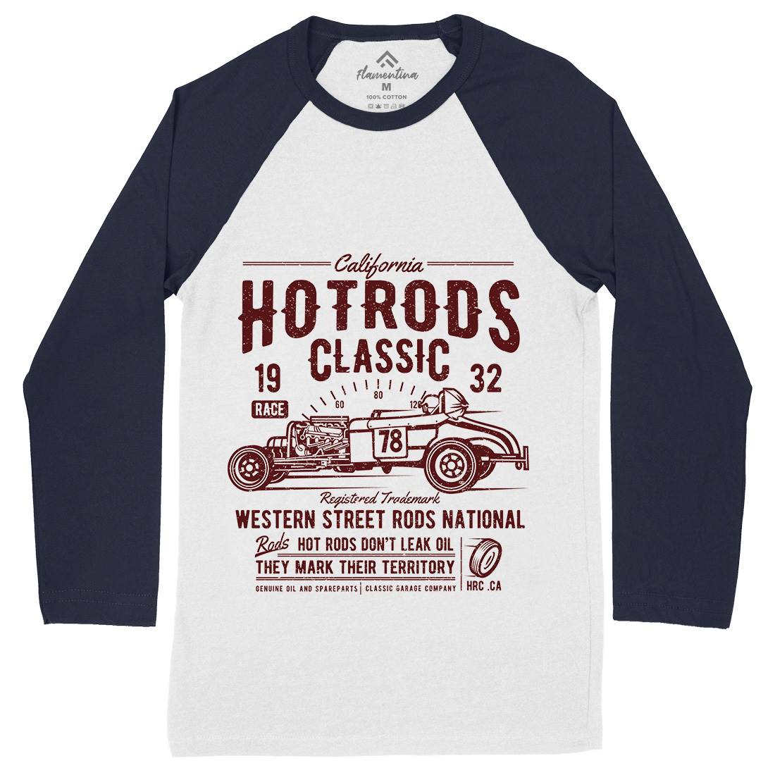 Hot Rods Race Mens Long Sleeve Baseball T-Shirt Cars A068