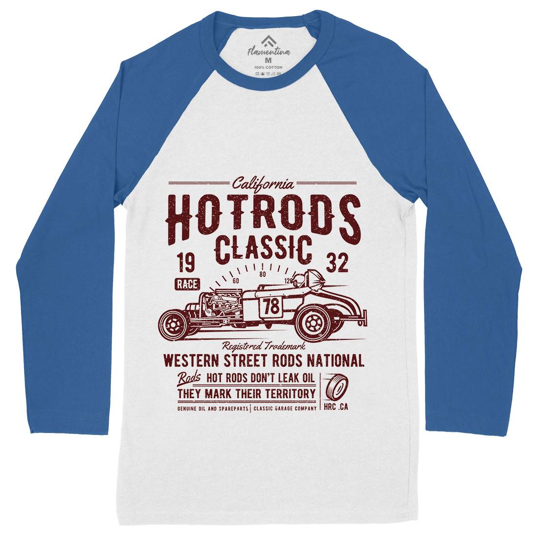 Hot Rods Race Mens Long Sleeve Baseball T-Shirt Cars A068