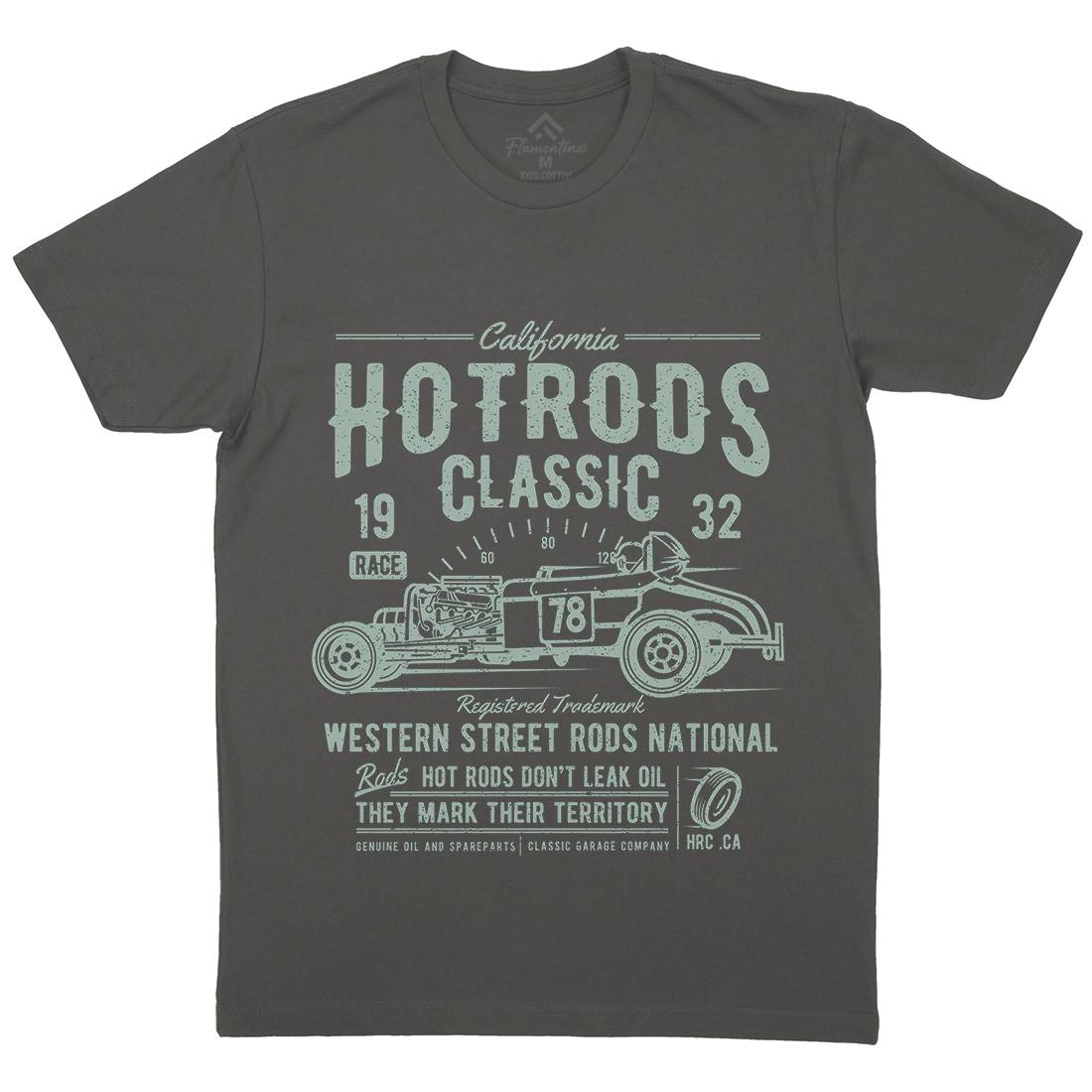 Hot Rods Race Mens Organic Crew Neck T-Shirt Cars A068
