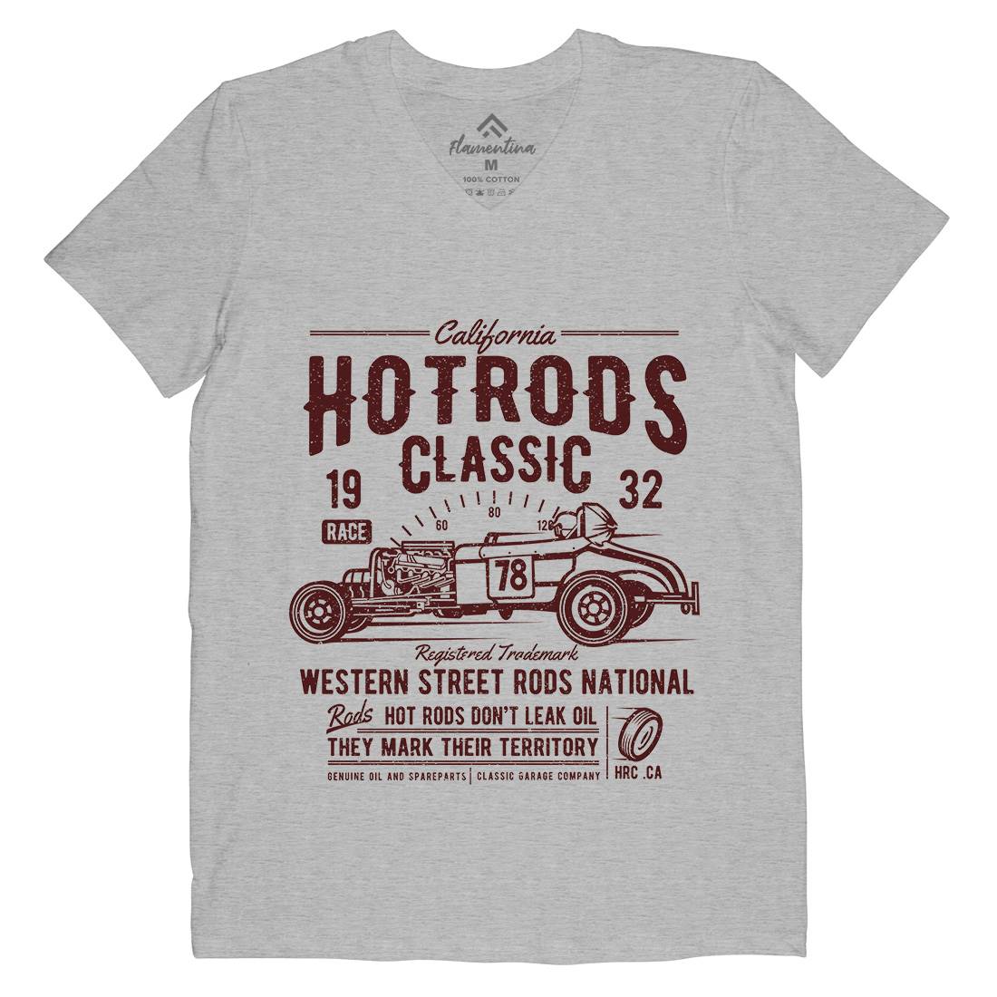 Hot Rods Race Mens V-Neck T-Shirt Cars A068