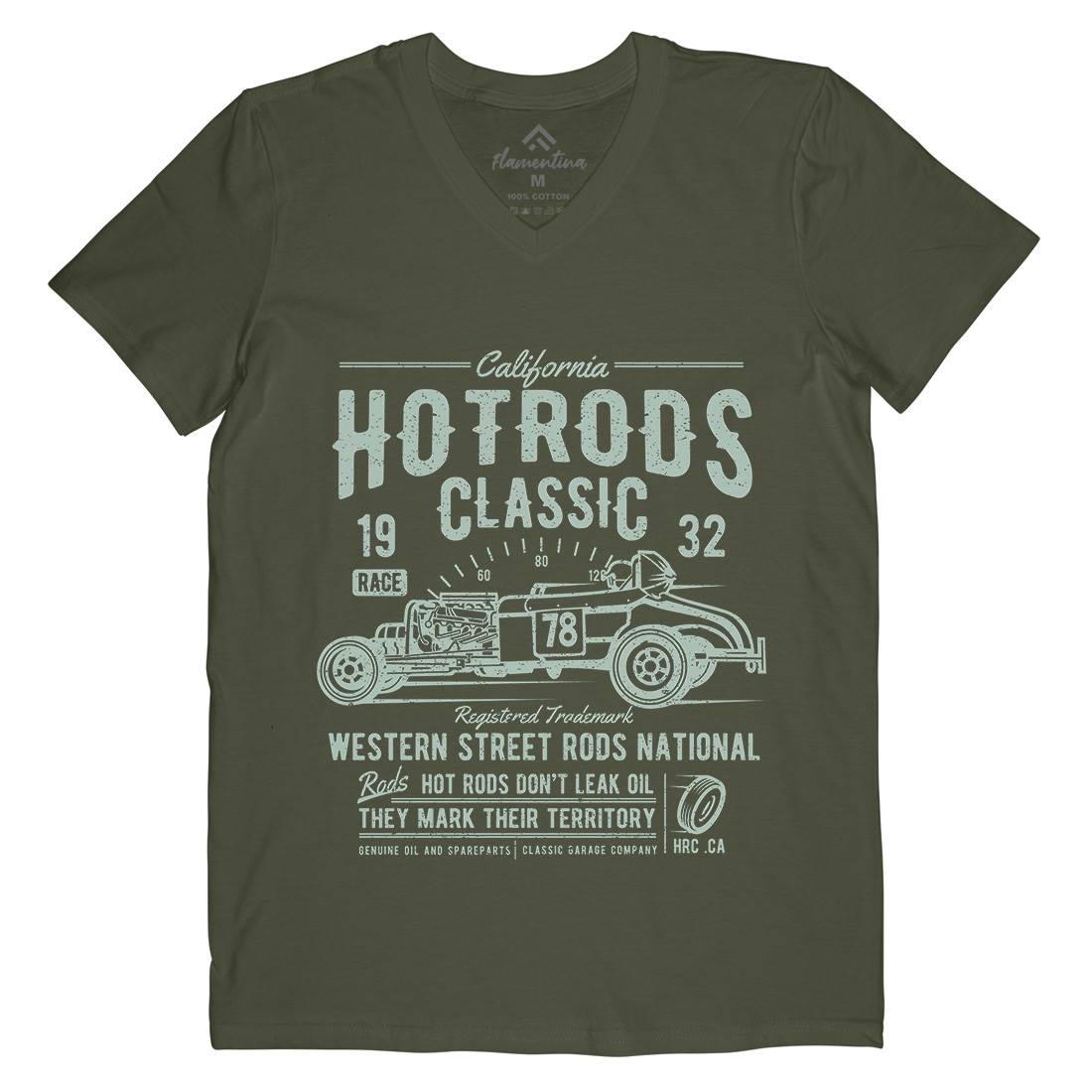 Hot Rods Race Mens Organic V-Neck T-Shirt Cars A068