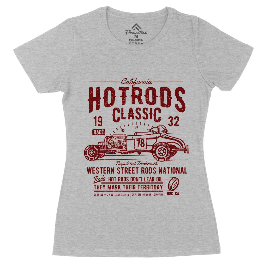 Hot Rods Race Womens Organic Crew Neck T-Shirt Cars A068
