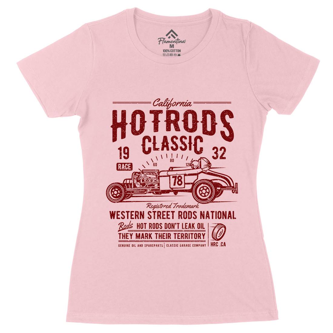 Hot Rods Race Womens Organic Crew Neck T-Shirt Cars A068