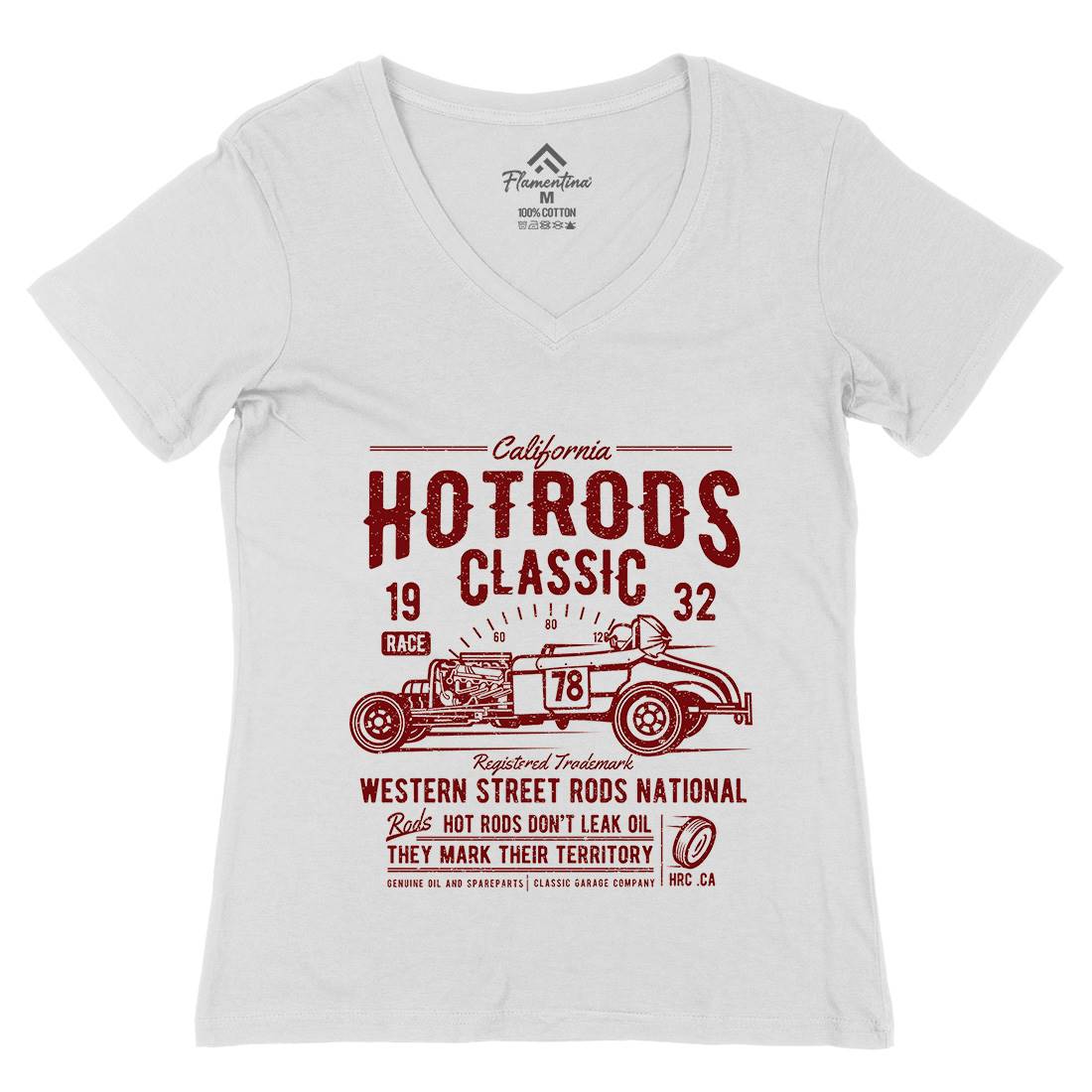 Hot Rods Race Womens Organic V-Neck T-Shirt Cars A068
