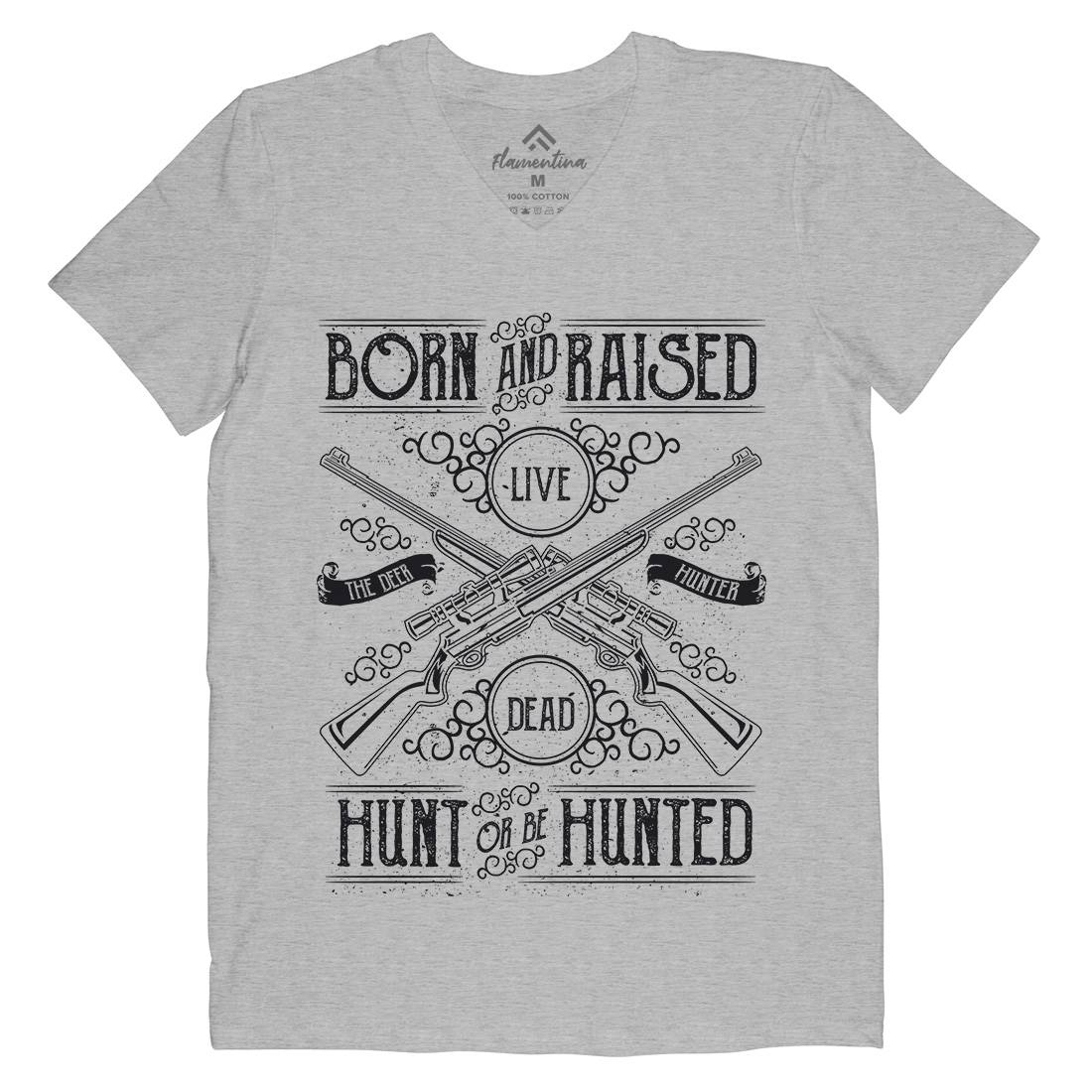 Hunt Or Be Hunted Mens Organic V-Neck T-Shirt Sport A069