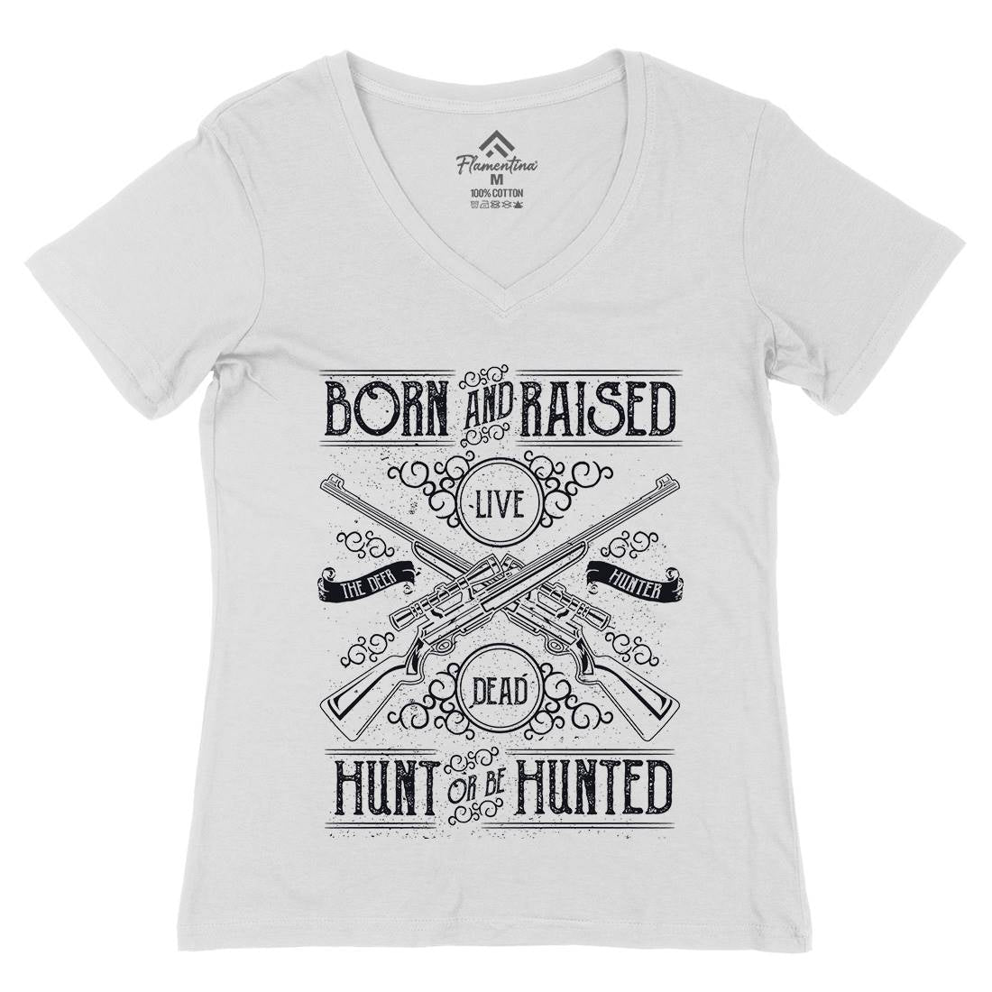 Hunt Or Be Hunted Womens Organic V-Neck T-Shirt Sport A069