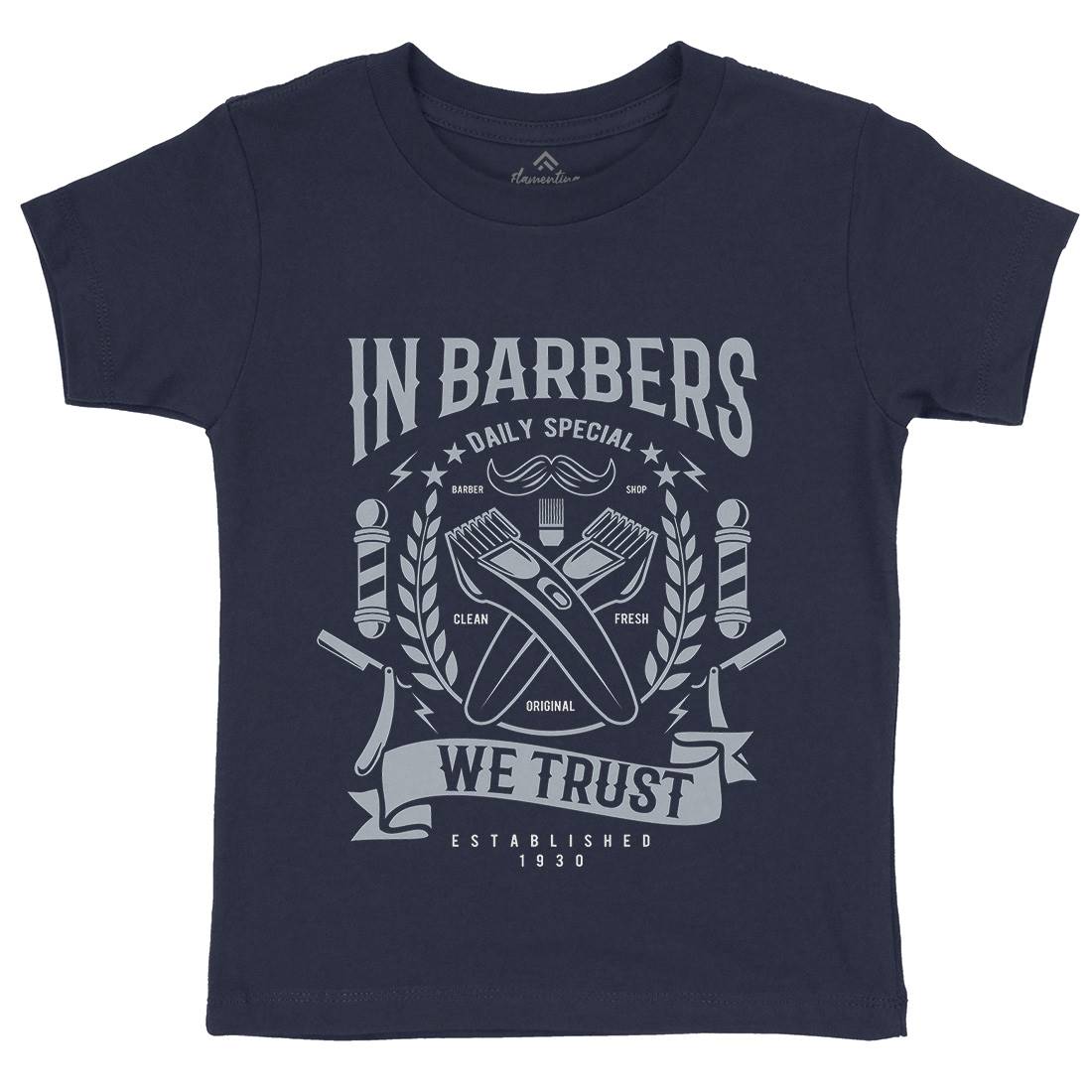 In Barbers We Trust Kids Crew Neck T-Shirt Barber A070