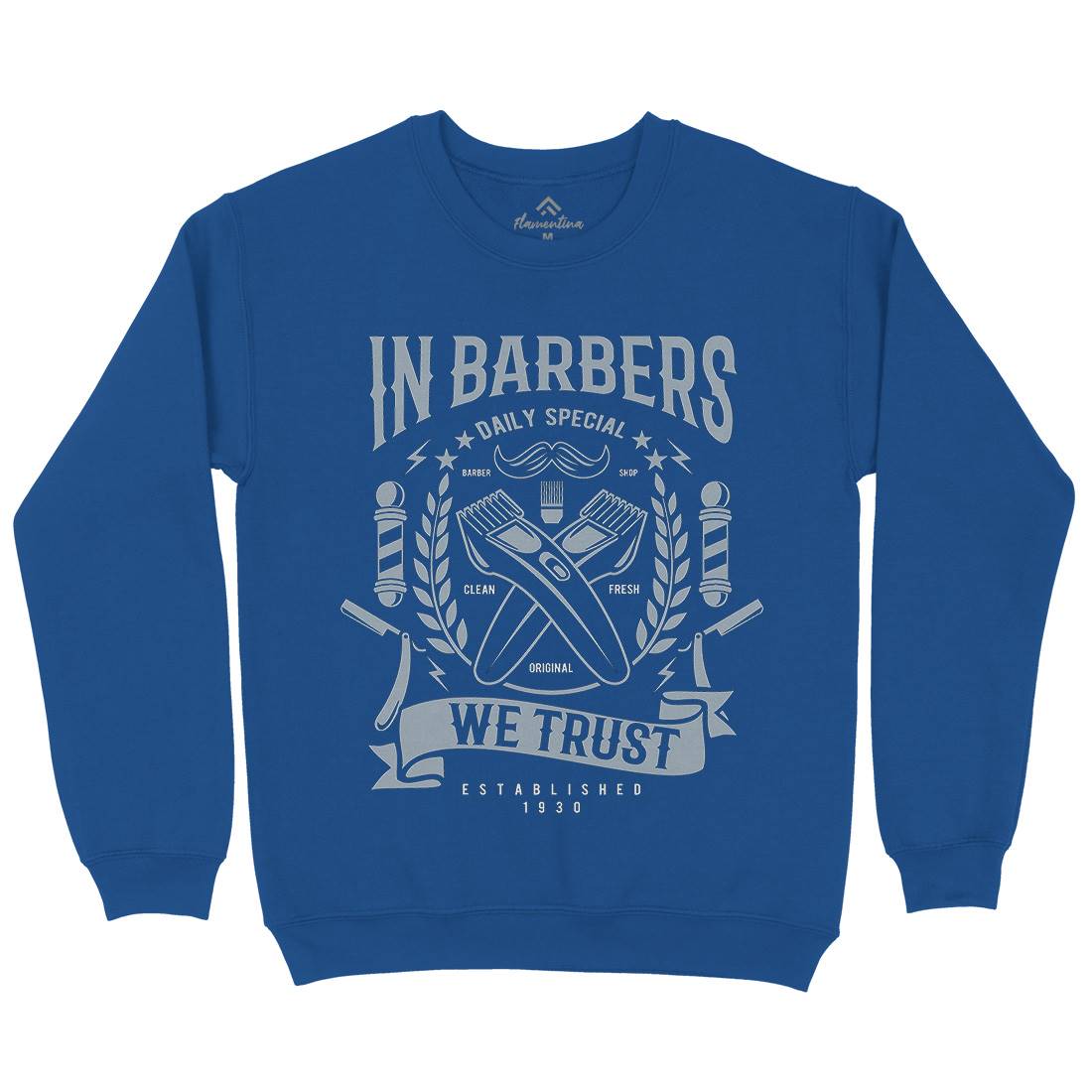 In Barbers We Trust Mens Crew Neck Sweatshirt Barber A070