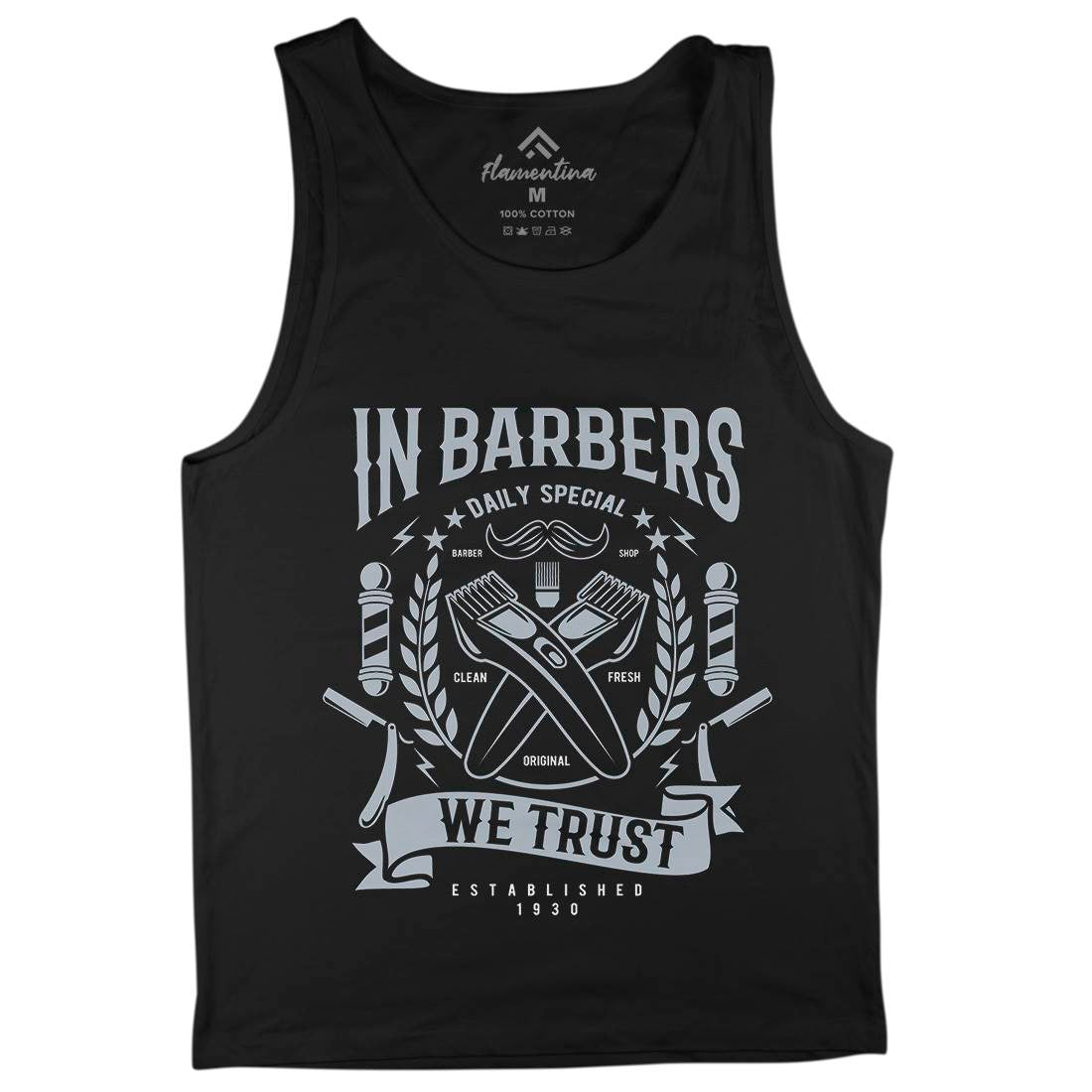 In Barbers We Trust Mens Tank Top Vest Barber A070