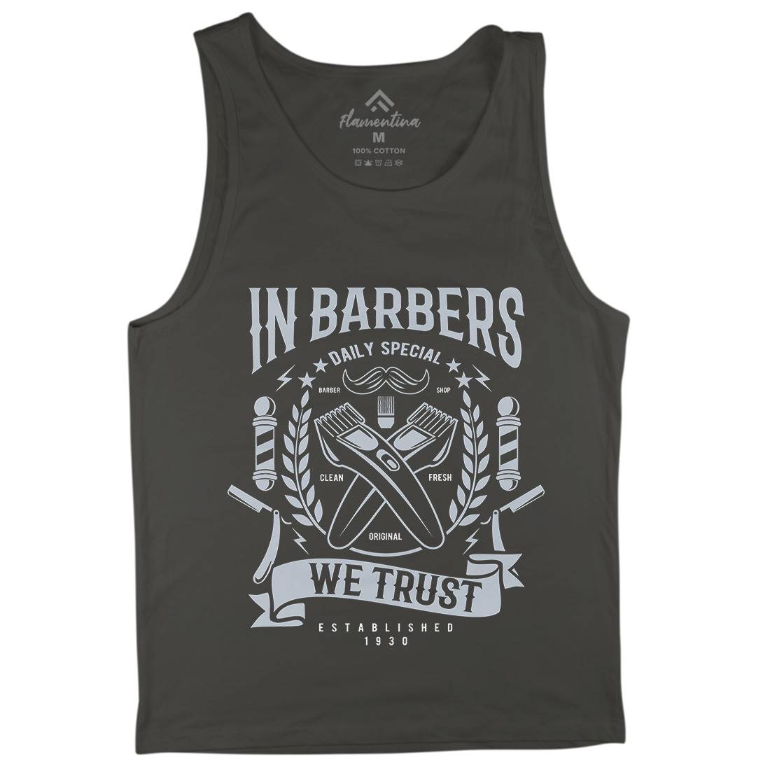 In Barbers We Trust Mens Tank Top Vest Barber A070