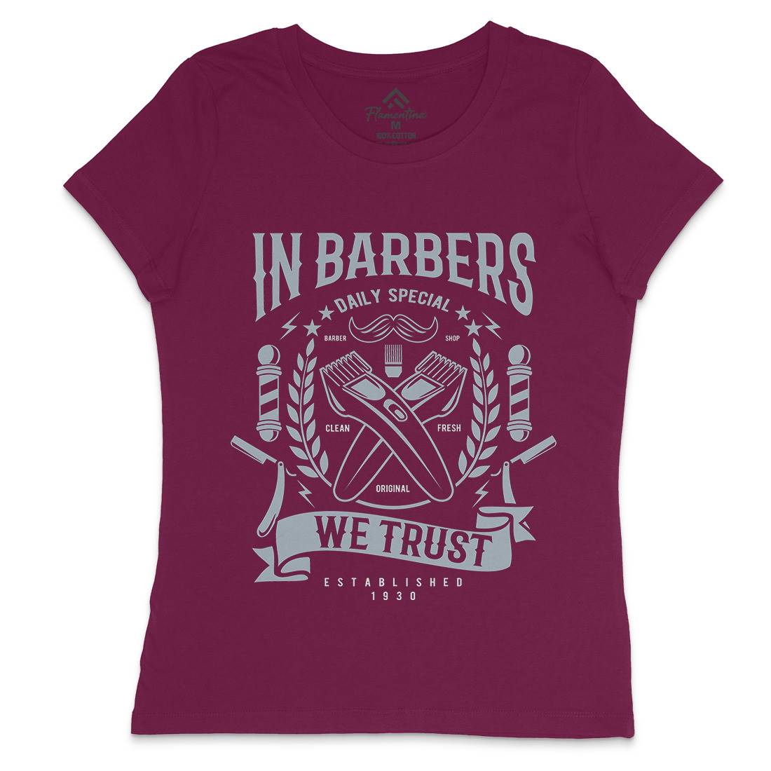 In Barbers We Trust Womens Crew Neck T-Shirt Barber A070