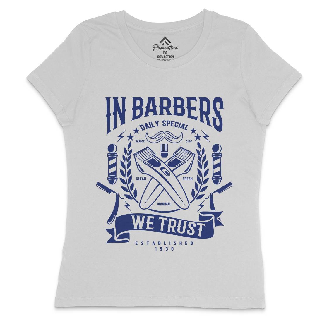 In Barbers We Trust Womens Crew Neck T-Shirt Barber A070