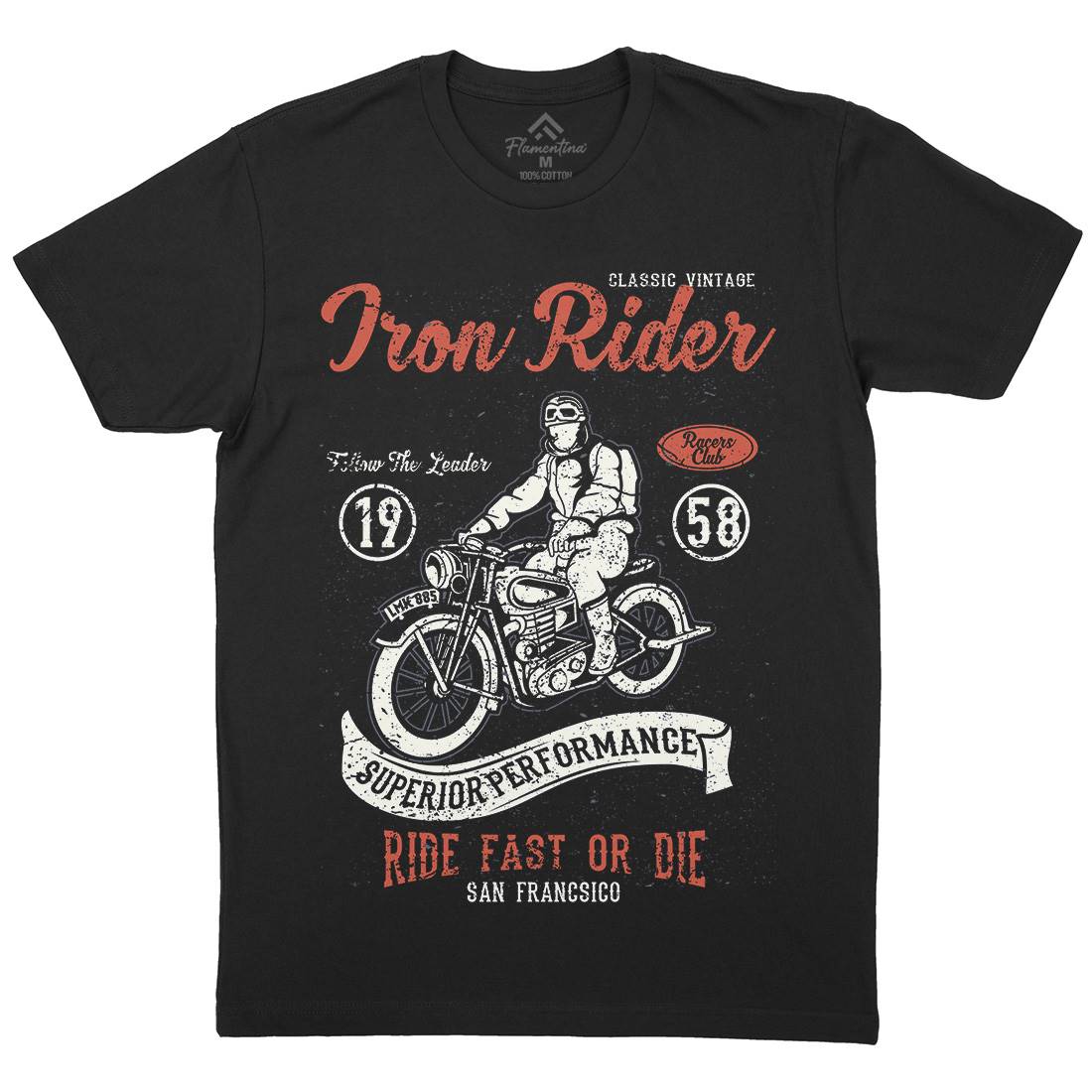 Iron Rider Mens Organic Crew Neck T-Shirt Motorcycles A072