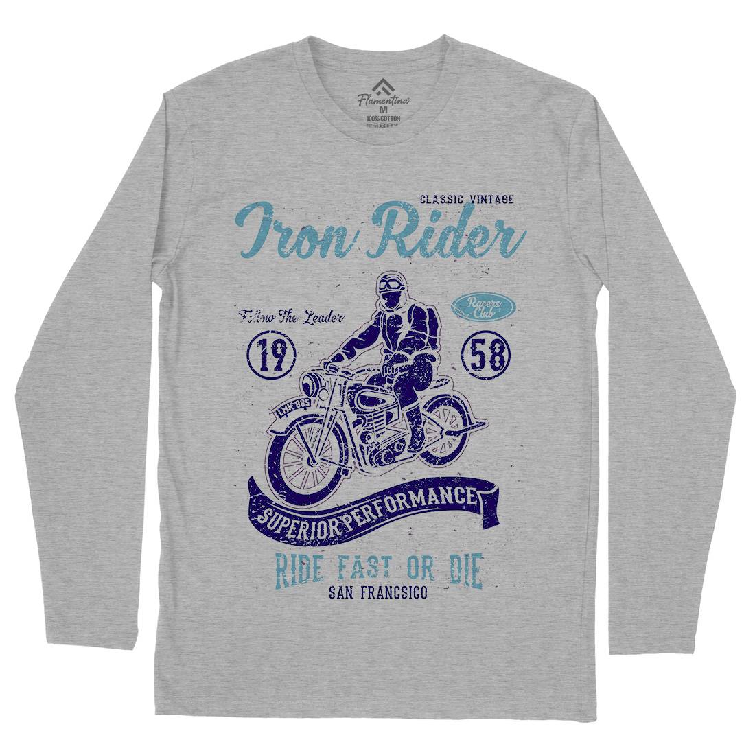 Iron Rider Mens Long Sleeve T-Shirt Motorcycles A072