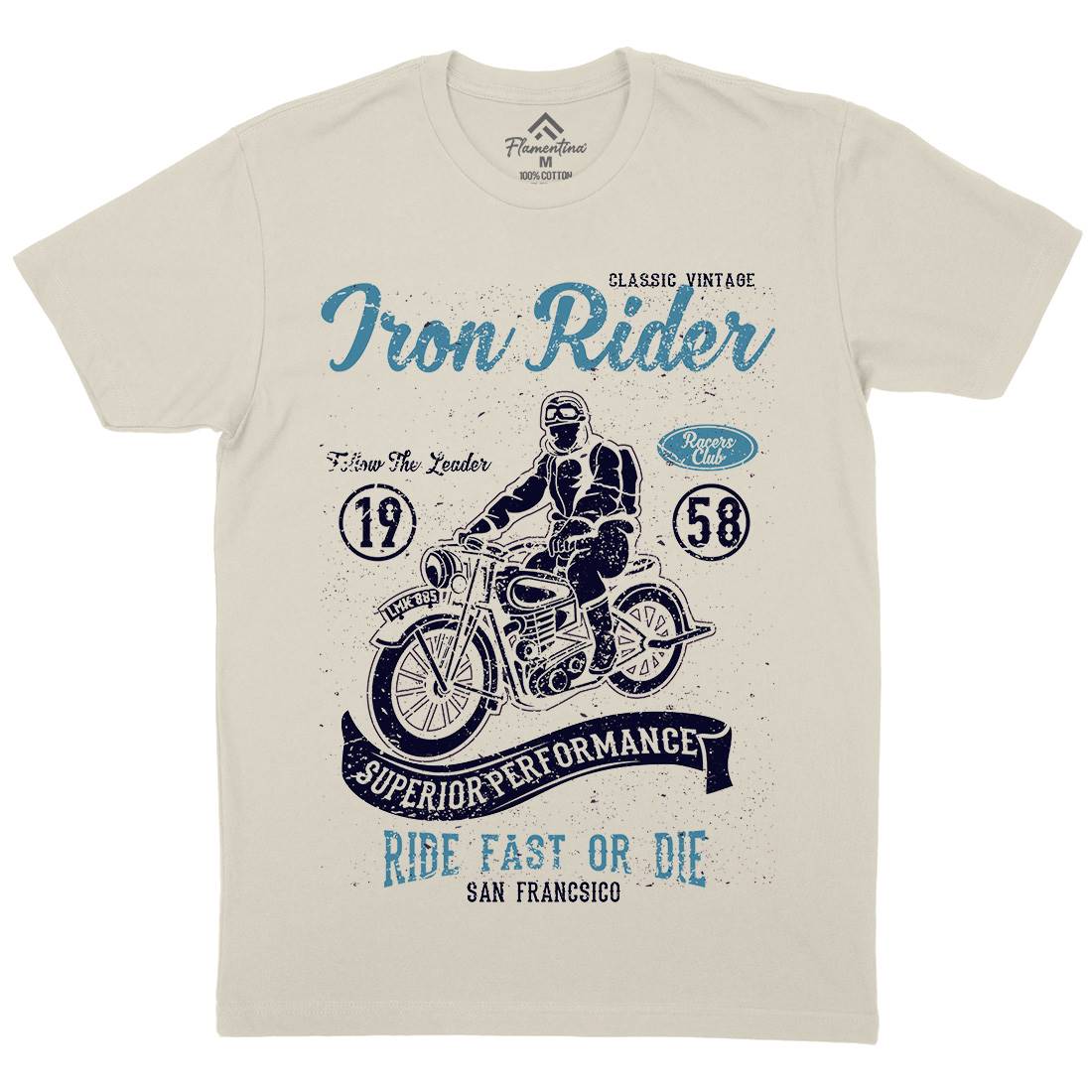 Iron Rider Mens Organic Crew Neck T-Shirt Motorcycles A072