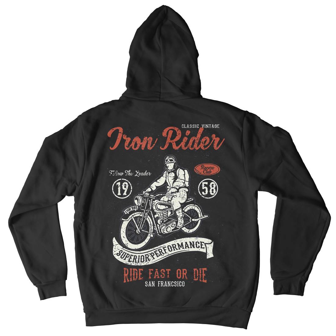 Iron Rider Mens Hoodie With Pocket Motorcycles A072