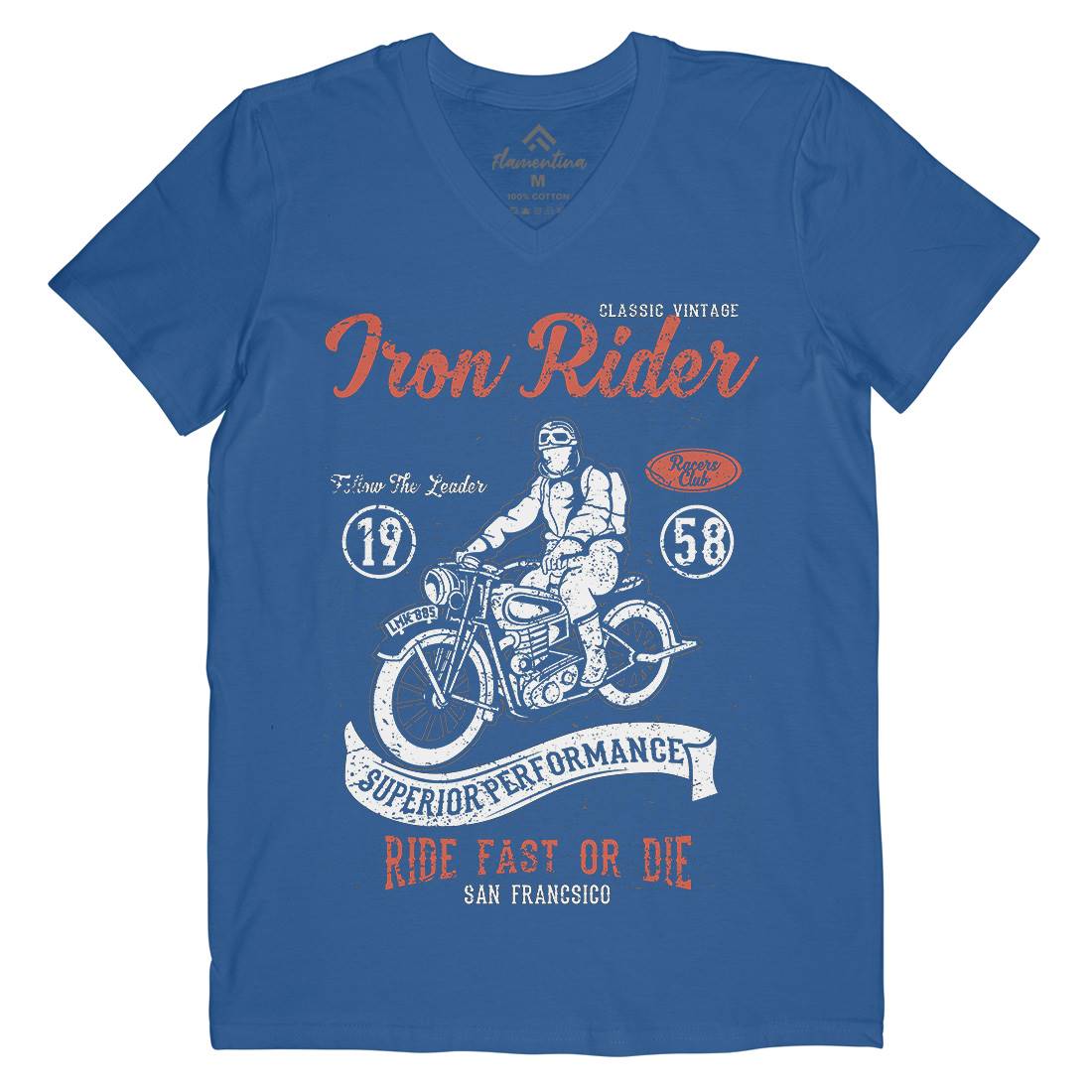 Iron Rider Mens V-Neck T-Shirt Motorcycles A072