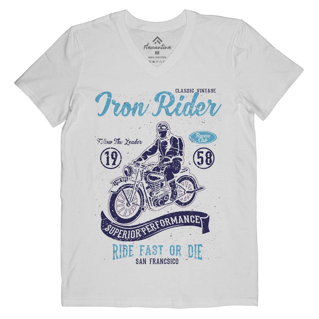 Iron Rider Mens V-Neck T-Shirt Motorcycles A072