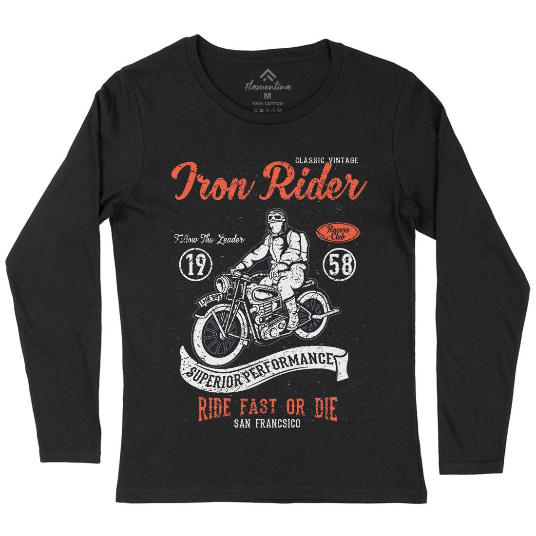 Iron Rider Womens Long Sleeve T-Shirt Motorcycles A072