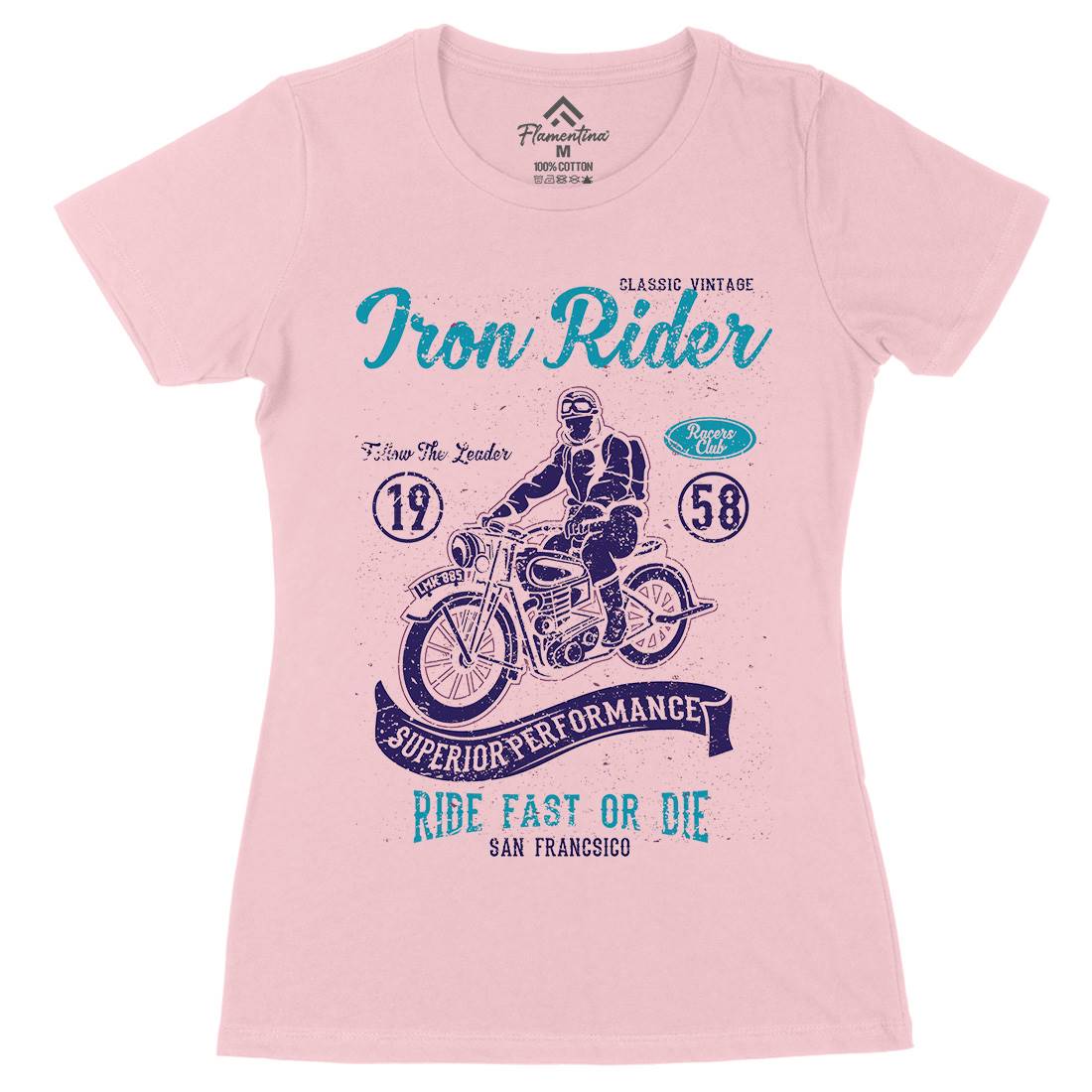 Iron Rider Womens Organic Crew Neck T-Shirt Motorcycles A072