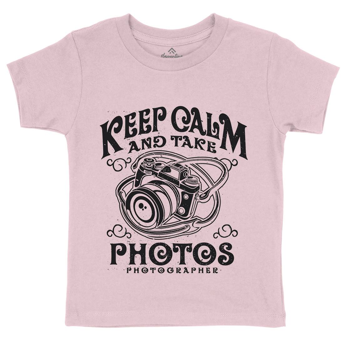 Keep Calm And Take Photos Kids Organic Crew Neck T-Shirt Media A073