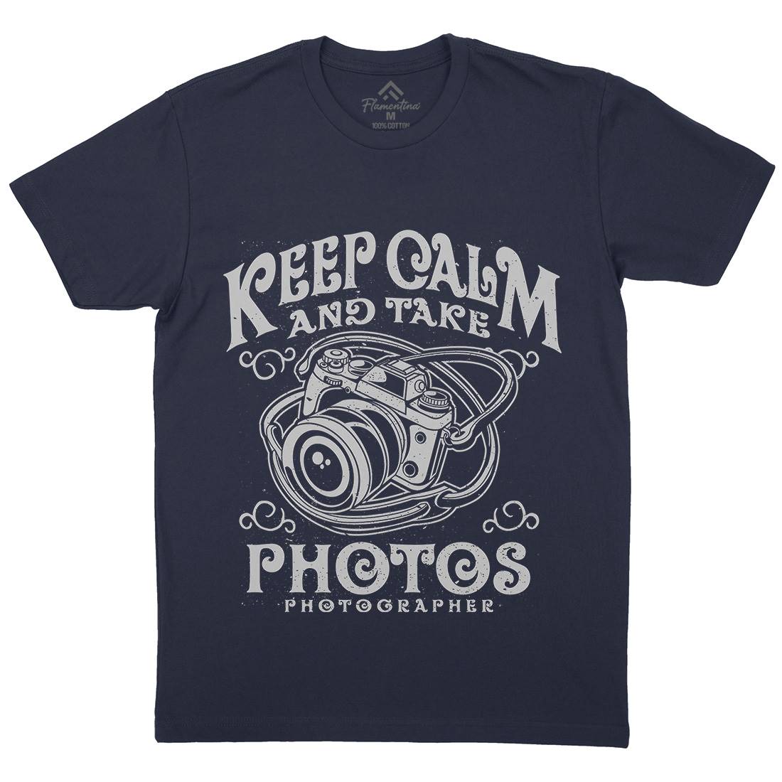 Keep Calm And Take Photos Mens Organic Crew Neck T-Shirt Media A073
