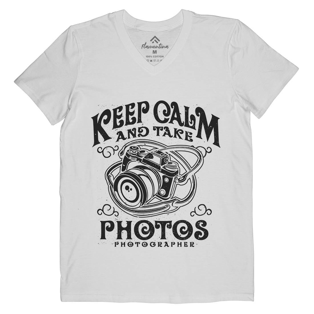 Keep Calm And Take Photos Mens V-Neck T-Shirt Media A073