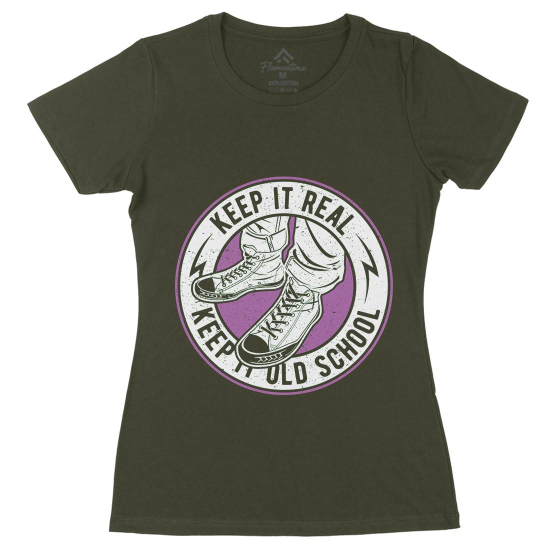 Keep It Old School Womens Organic Crew Neck T-Shirt Retro A074