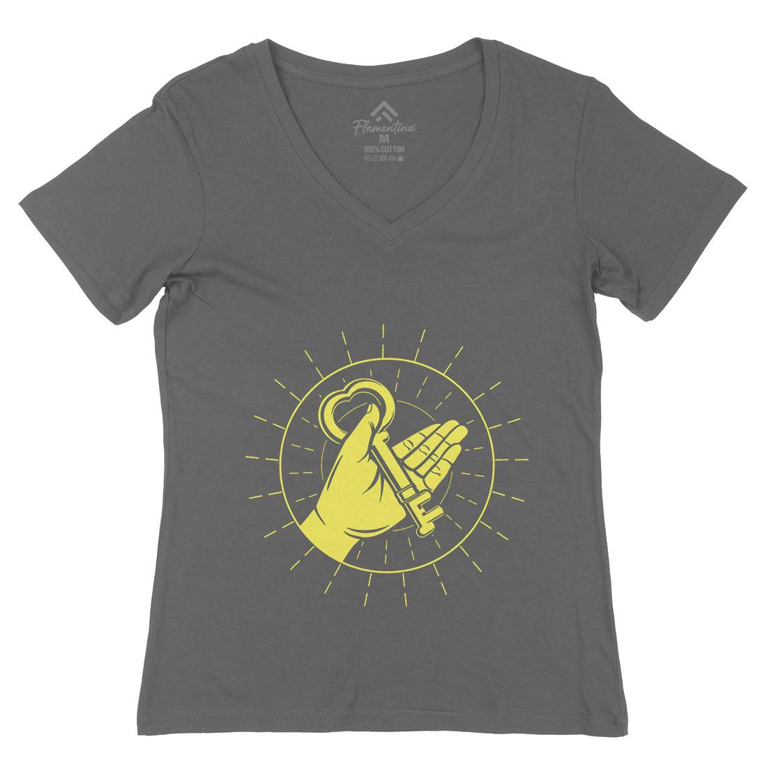 Key Of Life Womens Organic V-Neck T-Shirt Religion A075