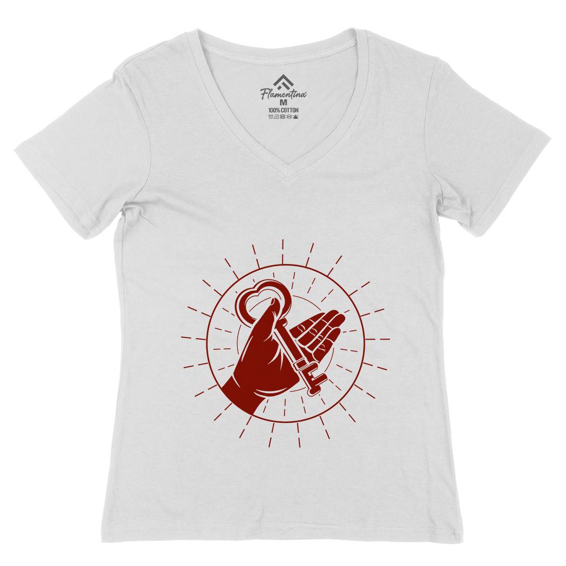 Key Of Life Womens Organic V-Neck T-Shirt Religion A075