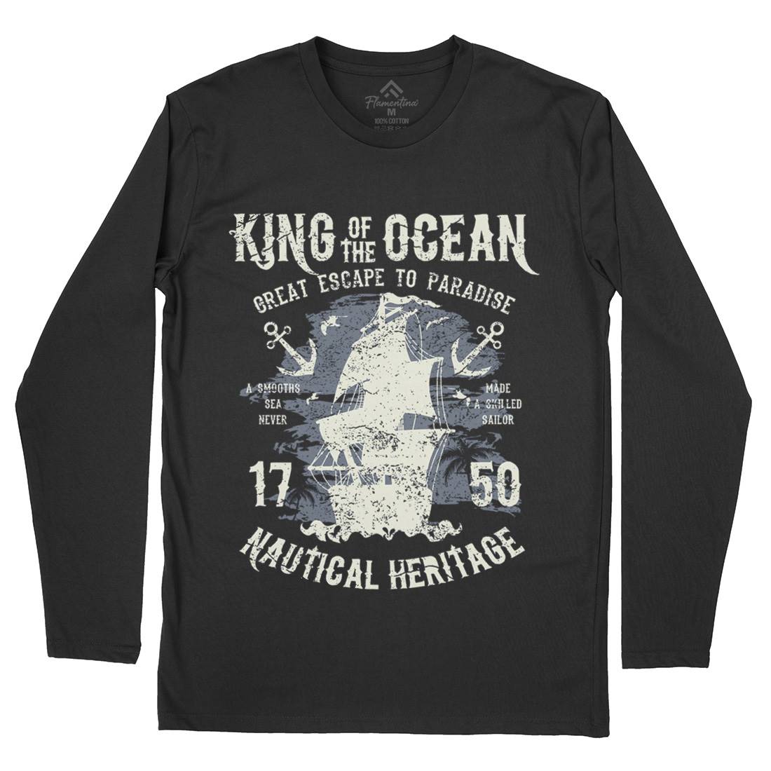 King Of The Ocean Mens Long Sleeve T-Shirt Navy A077