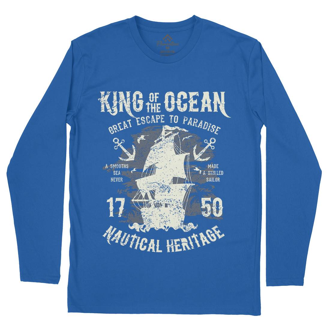 King Of The Ocean Mens Long Sleeve T-Shirt Navy A077