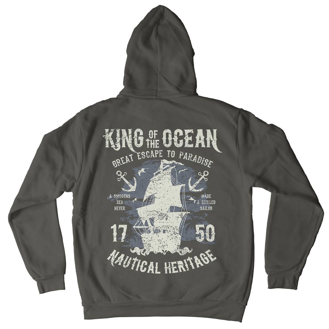 King Of The Ocean Kids Crew Neck Hoodie Navy A077
