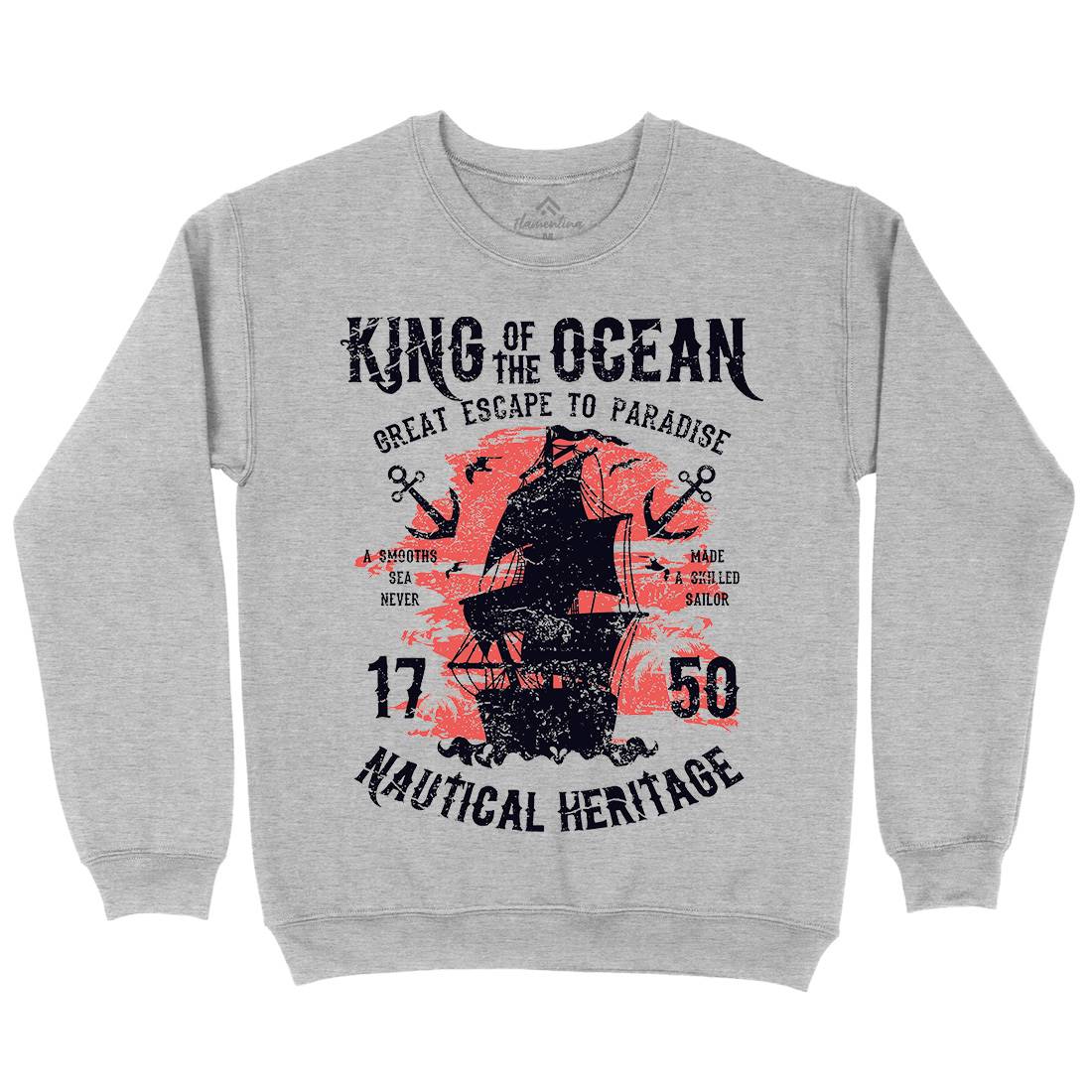 King Of The Ocean Mens Crew Neck Sweatshirt Navy A077
