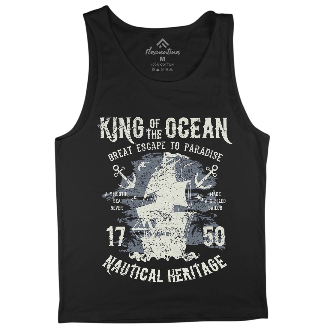 King Of The Ocean Mens Tank Top Vest Navy A077