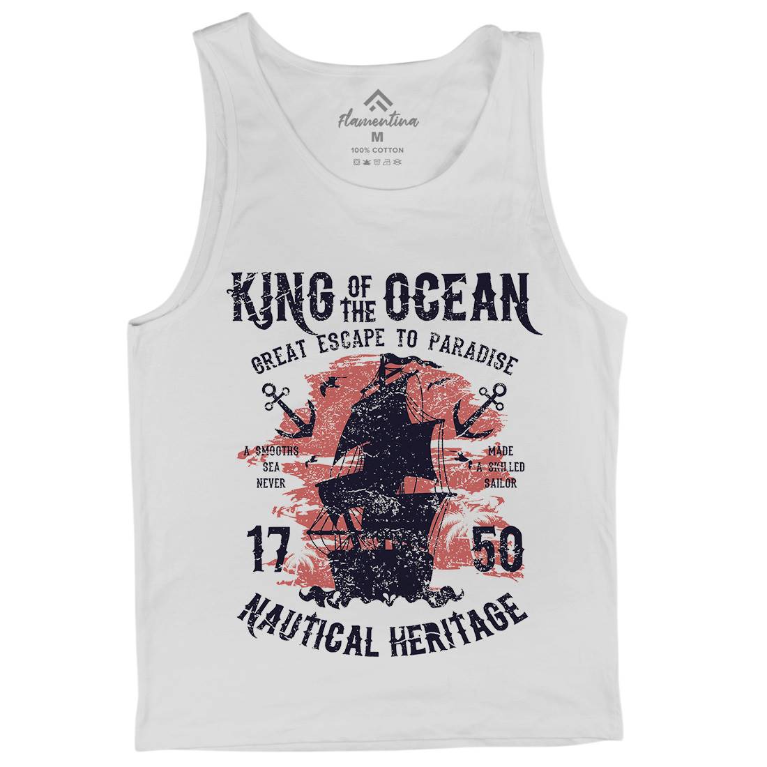 King Of The Ocean Mens Tank Top Vest Navy A077