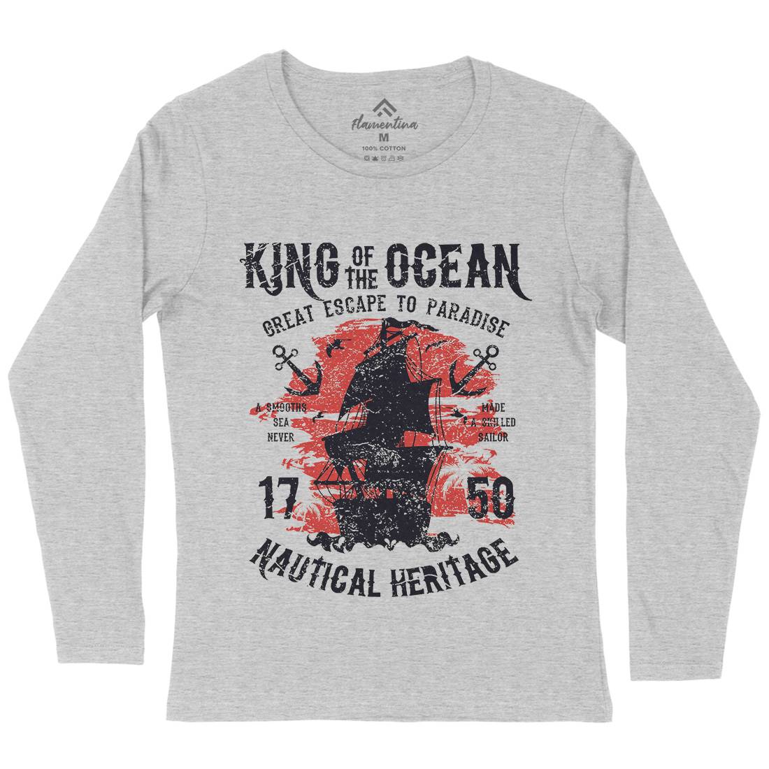 King Of The Ocean Womens Long Sleeve T-Shirt Navy A077