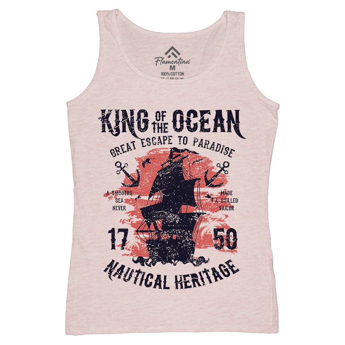 King Of The Ocean Womens Organic Tank Top Vest Navy A077