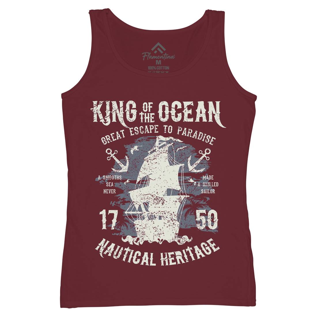 King Of The Ocean Womens Organic Tank Top Vest Navy A077