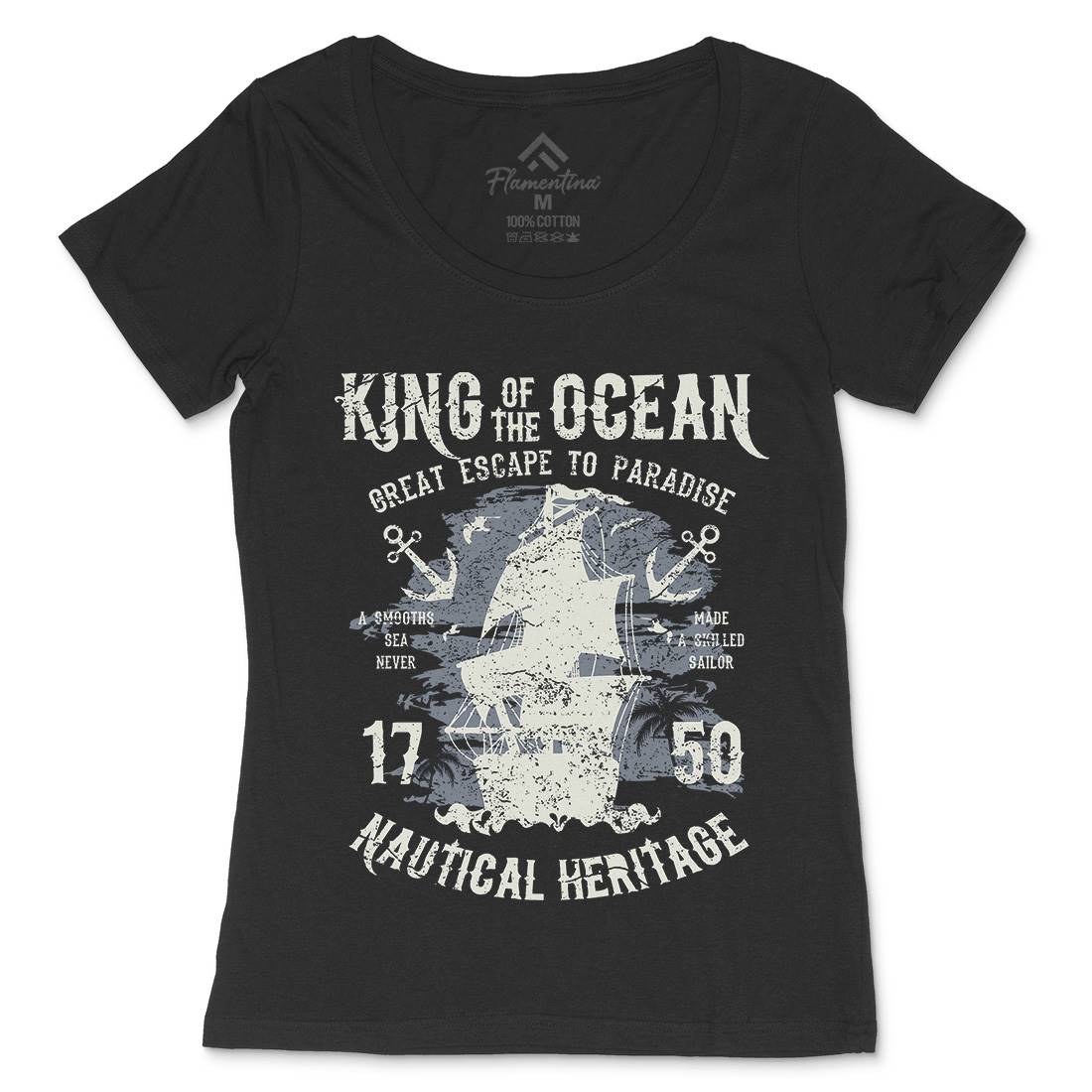 King Of The Ocean Womens Scoop Neck T-Shirt Navy A077