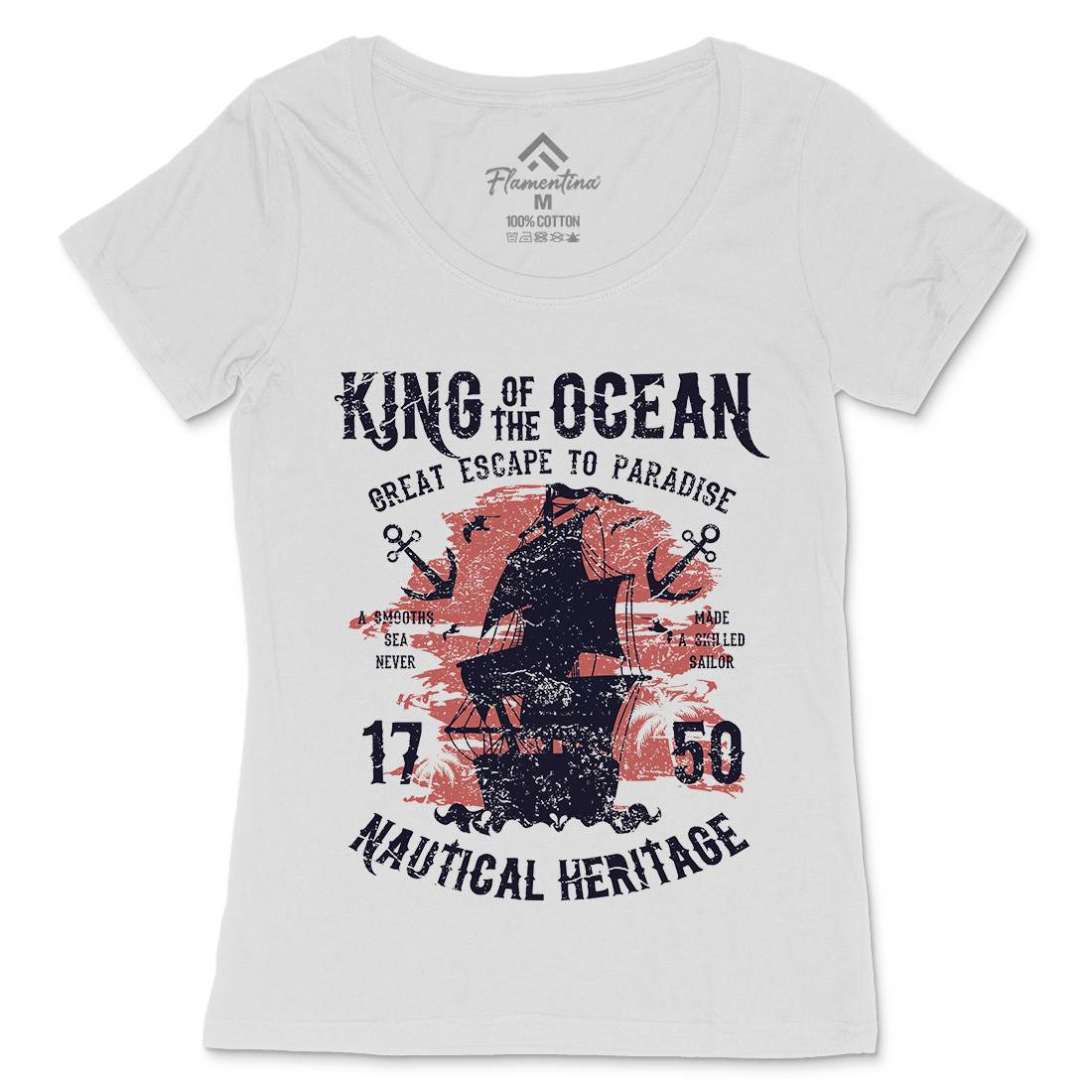 King Of The Ocean Womens Scoop Neck T-Shirt Navy A077
