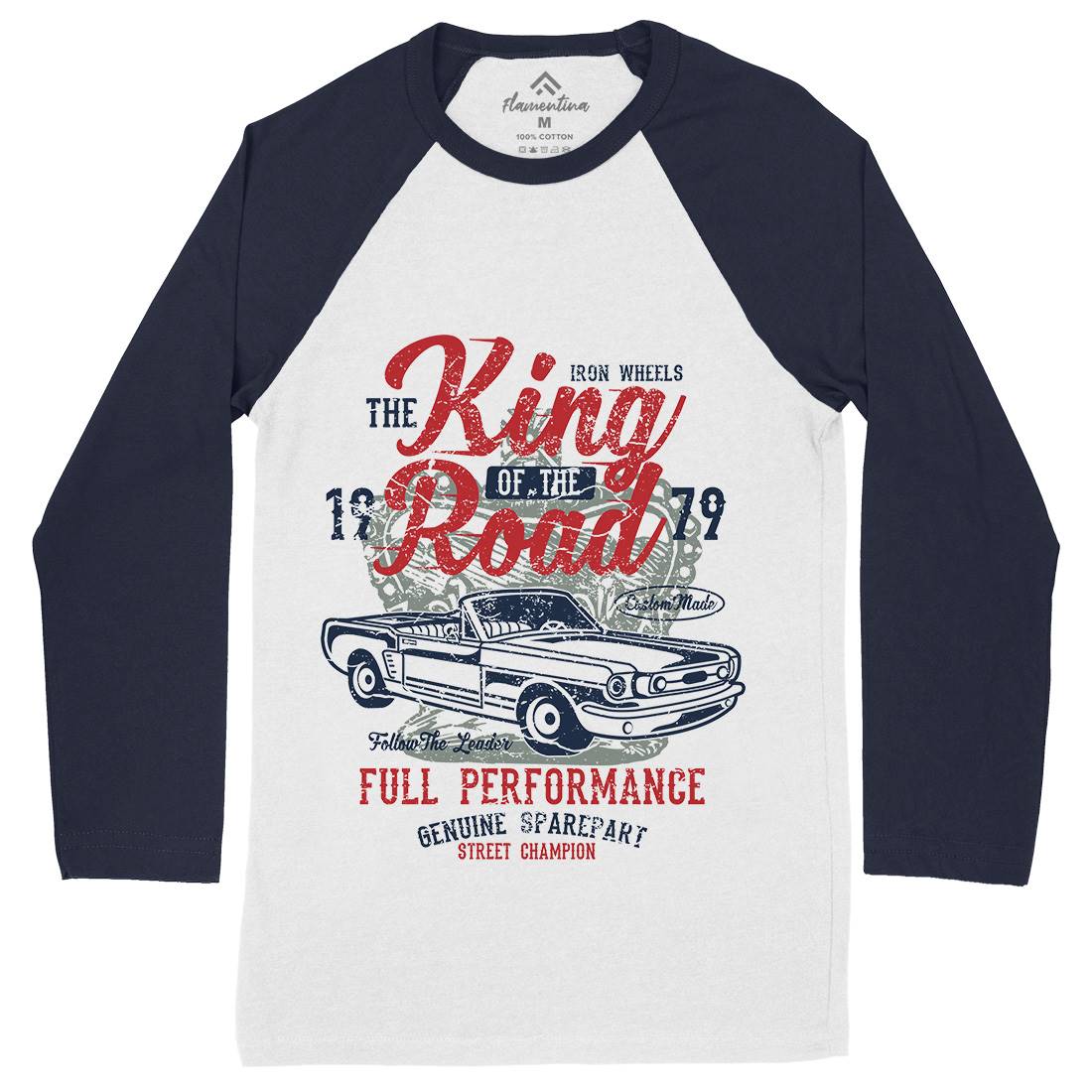 King Of The Road Mens Long Sleeve Baseball T-Shirt Motorcycles A078