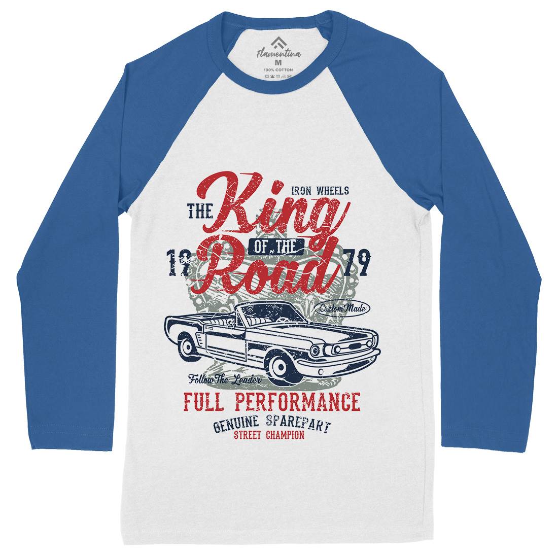 King Of The Road Mens Long Sleeve Baseball T-Shirt Motorcycles A078