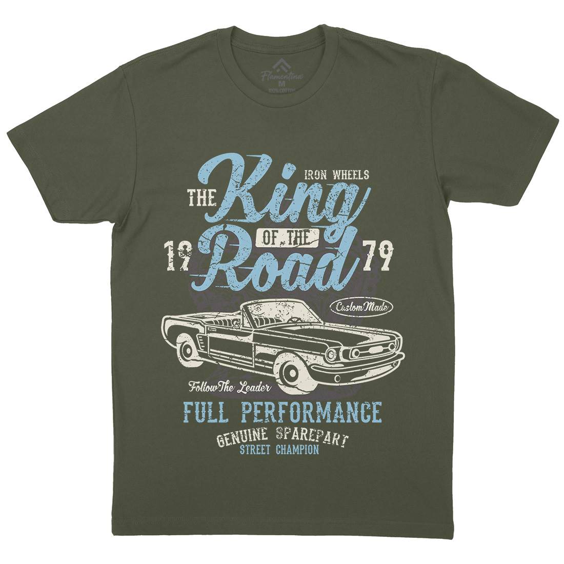 King Of The Road Mens Organic Crew Neck T-Shirt Motorcycles A078